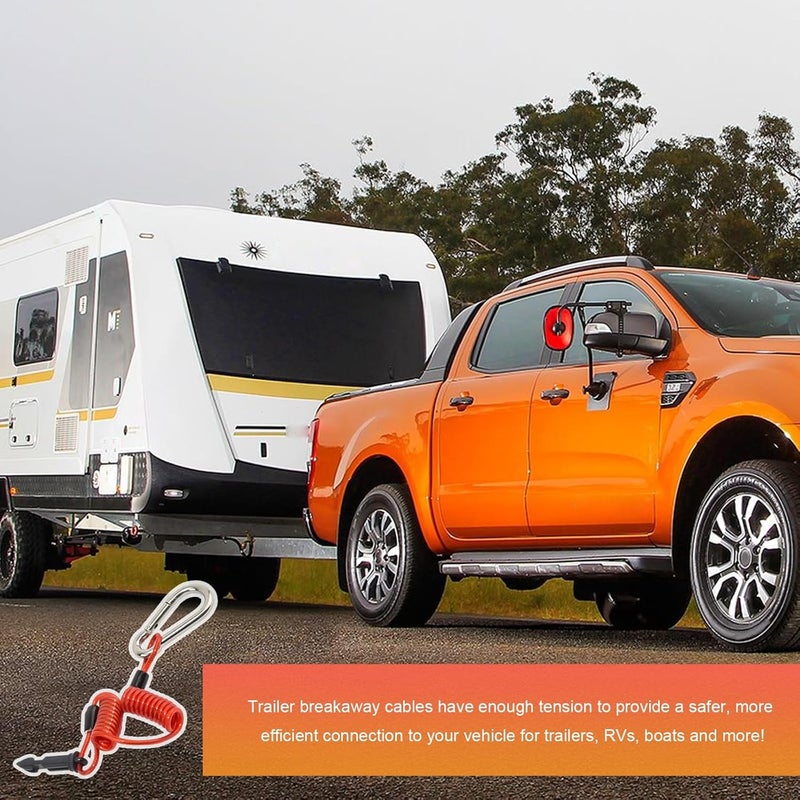 ZNDAW 2PCS Trailer Brake Away Cable, 4FT High Rebound Towing Coiled Wire with Stainless Steel Carabiner & Pin, Heavy Duty RV Emergency Brake Safety Cables for Breakaway Trailer Systems - Image 5